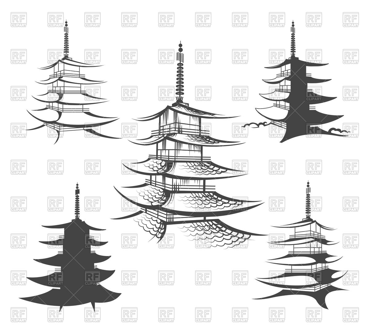 1200x1080 Asian Hand Drawn Pagoda Illustration Vector Image Of Architecture