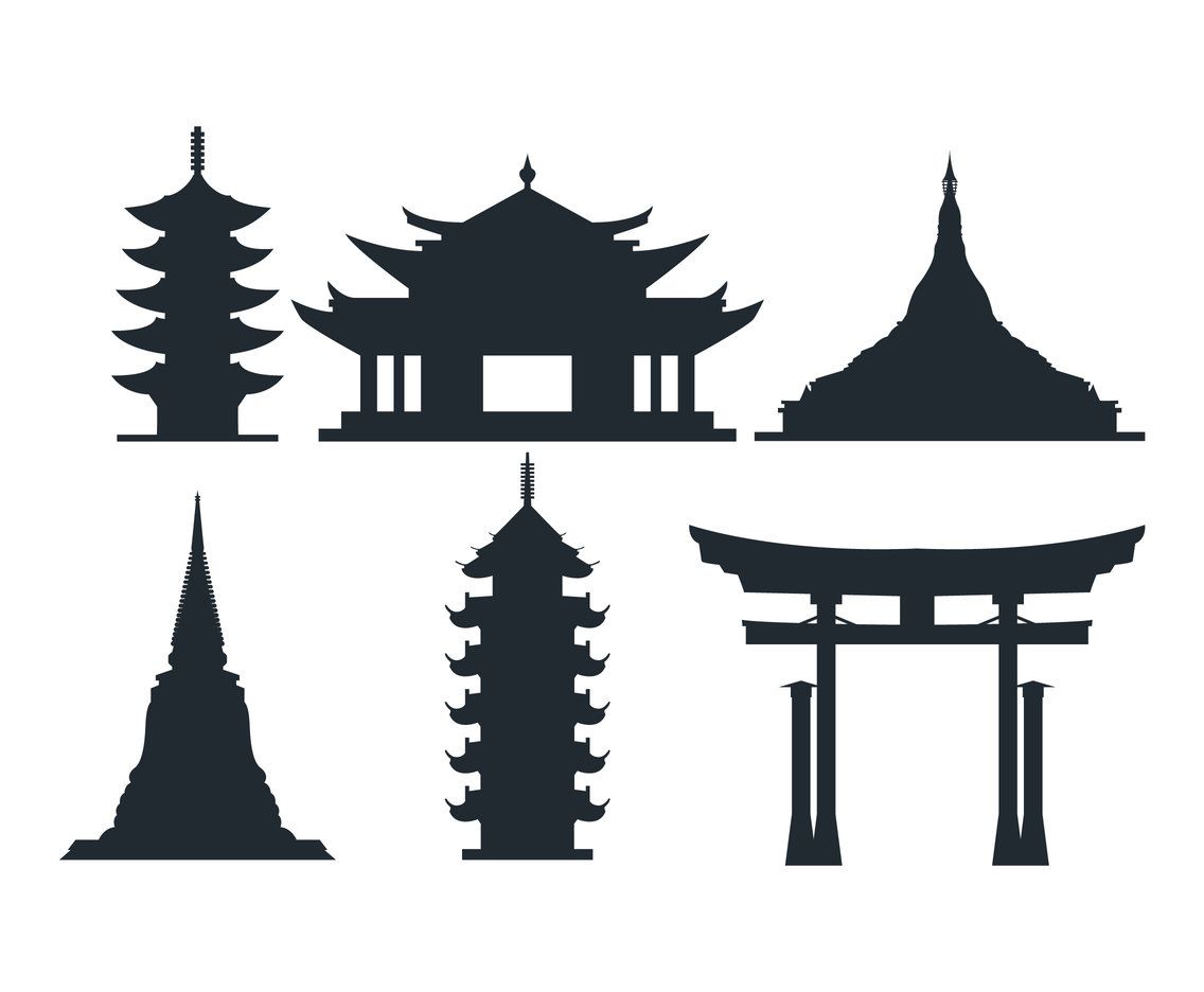 1136x936 Pagoda Vector Chinoiserie In Vector Art, Graphic Art, Art