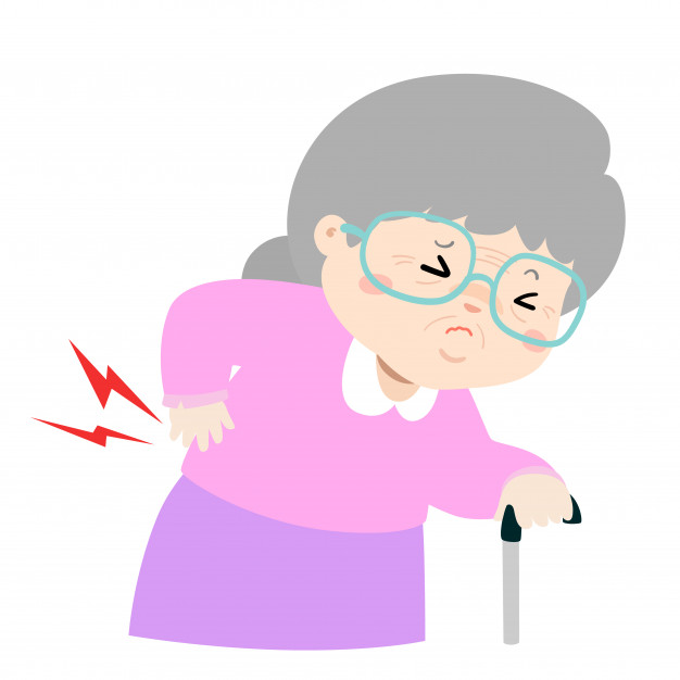 626x626 Elderly Woman Suffering From Back Pain Vector Vector Premium