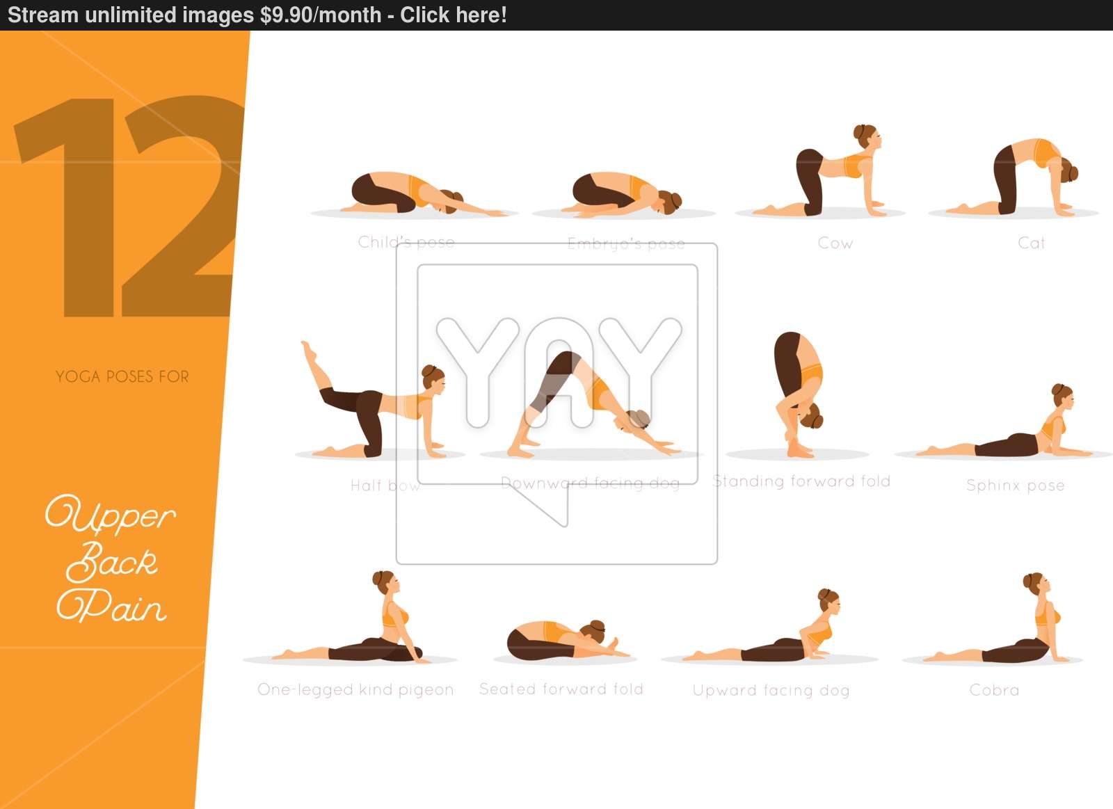 1600x1163 Yoga Poses For Upper Back Pain, Vector Illustration Vector