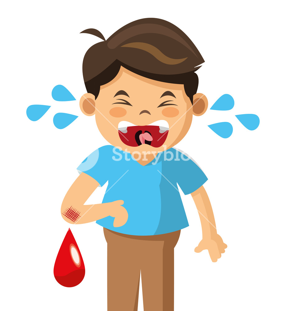 920x1000 Crying Boy Blood Pain Vector Illustration Royalty Free