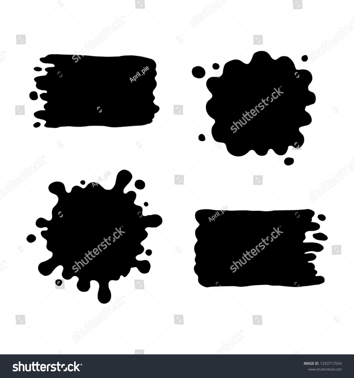 1500x1600 Hand Drawn Set Of Paint Splatter And Blob Splash With Different