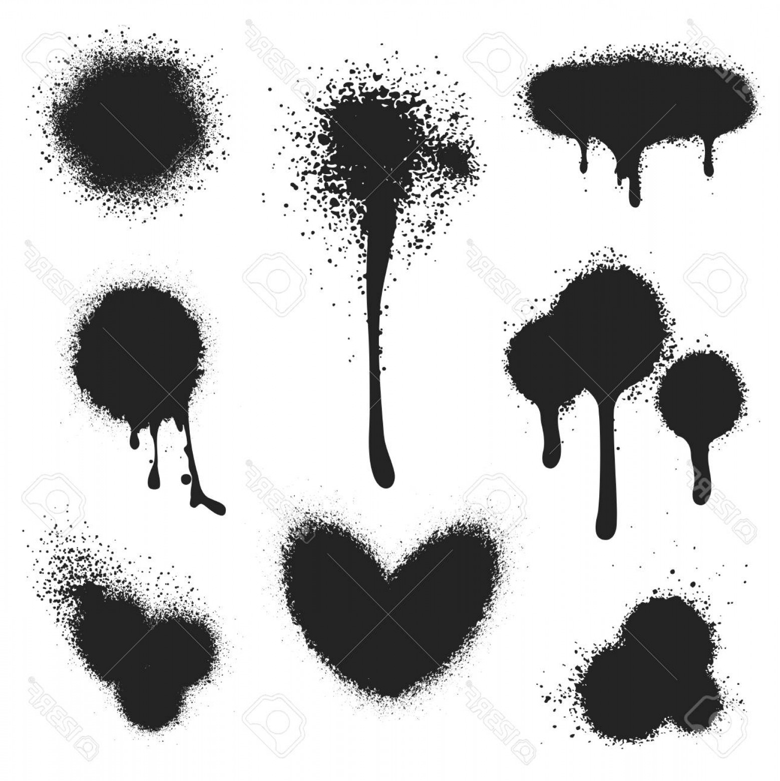 1558x1560 Photostock Vector Spray Paint Vector Set Paint Splatter Texture