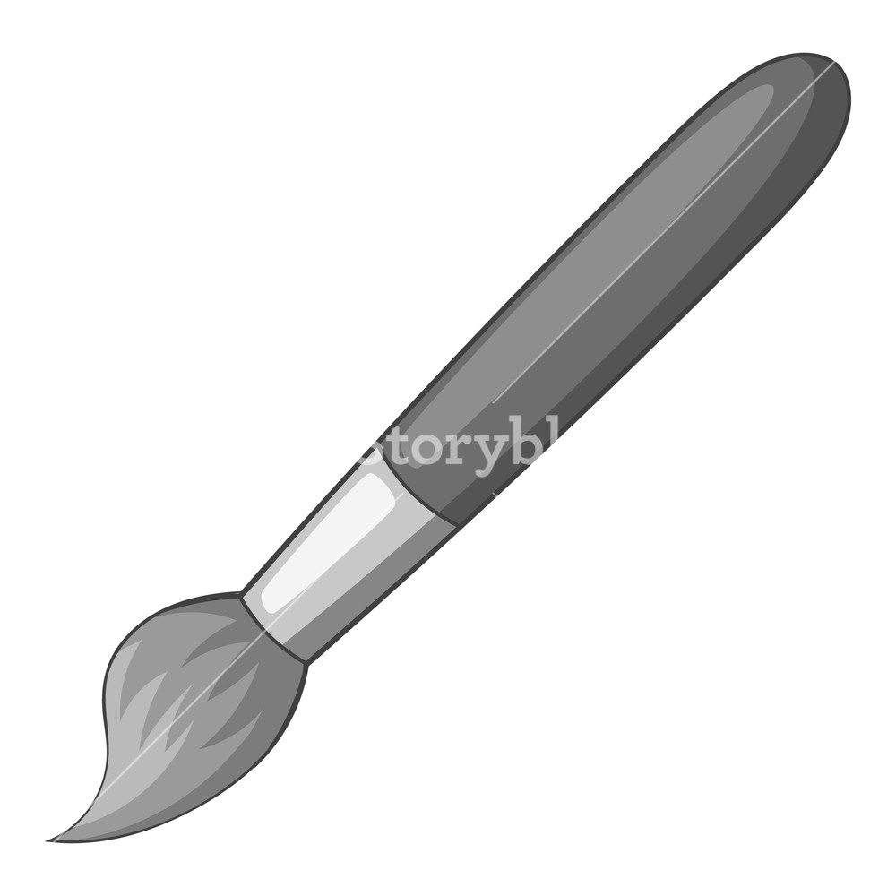 1000x1000 Paint Brush Icon In Monochrome Style Isolated On White Background