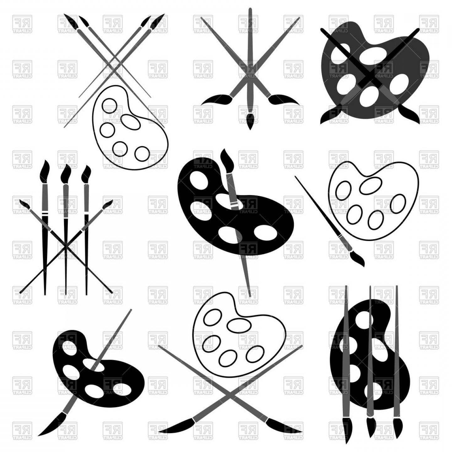 1440x1440 Palette And Paint Brush Icons Vector Clipart Soidergi
