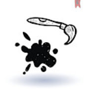 180x180 Paint Brush Icon, Vector Illustration Framed Print