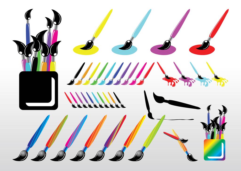 1024x729 Paint Brush Set Vector Art Graphics