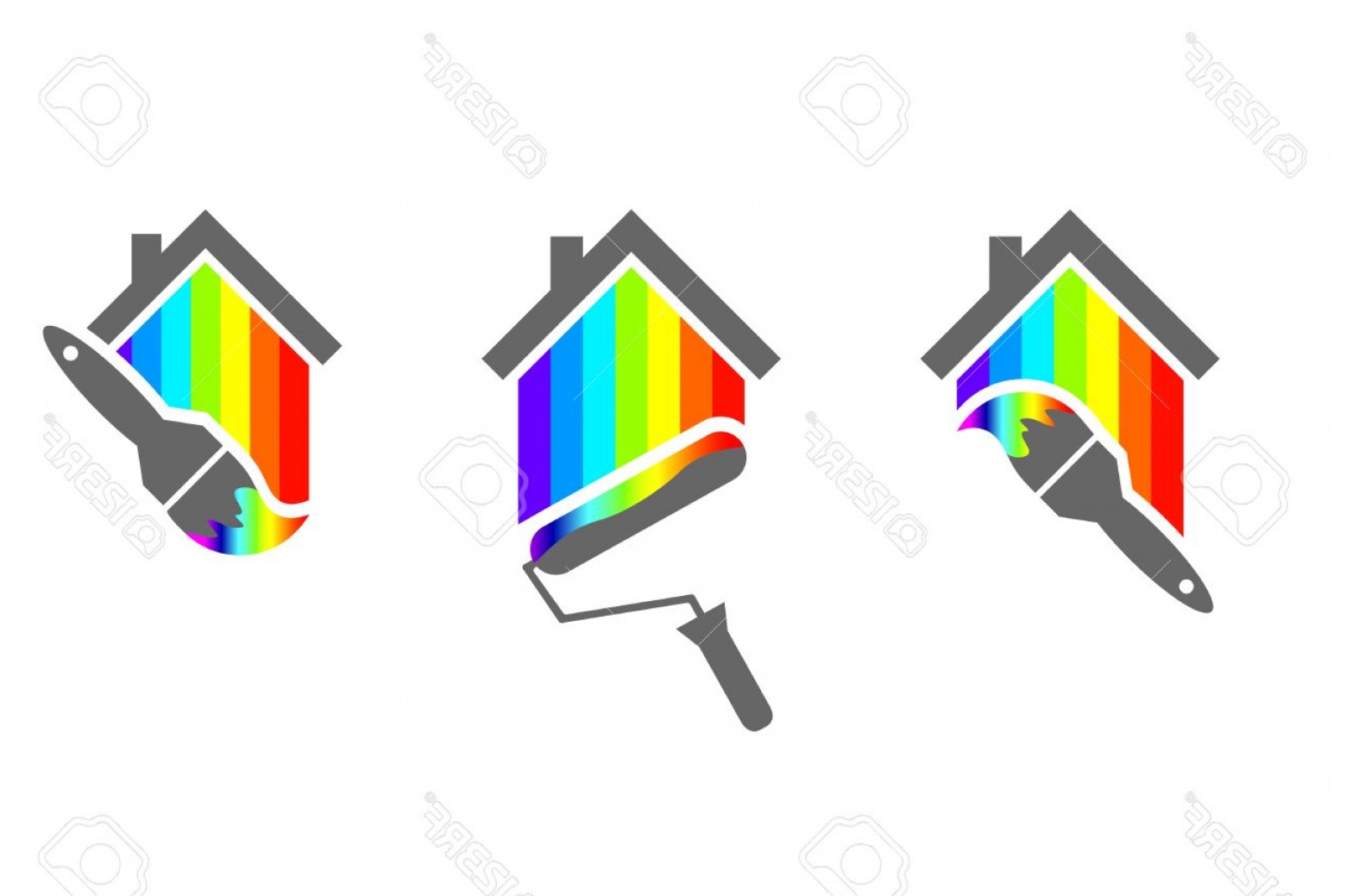 1560x1039 Photostock Vector House Painter Logo Design Set With Paint Brush