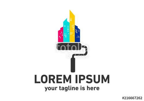 500x350 House Painting Logo Concept With Paint Brush Stock Image