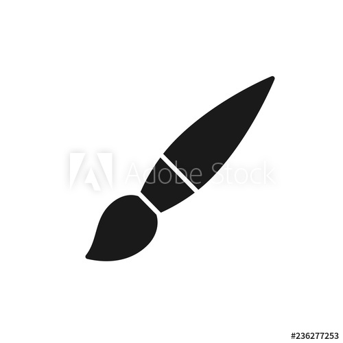 500x500 Black Isolated Icon Of Paintbrush On White Background Silhouette