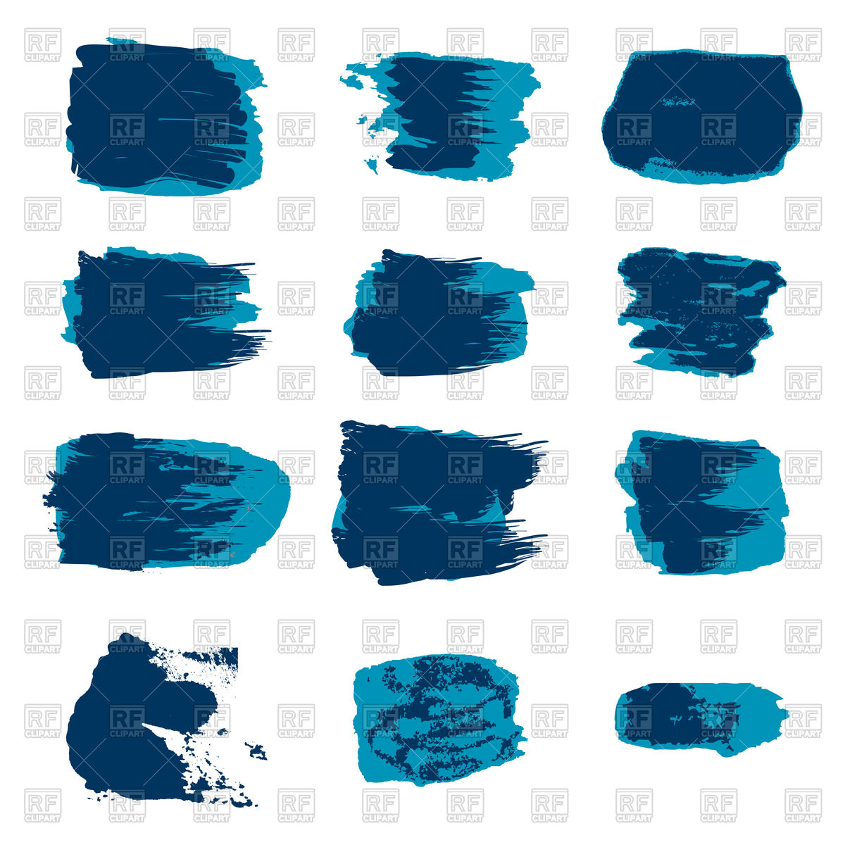 1200x1200 Set Of Blue Brush Stroke Vector Image Of Icons And Emblems