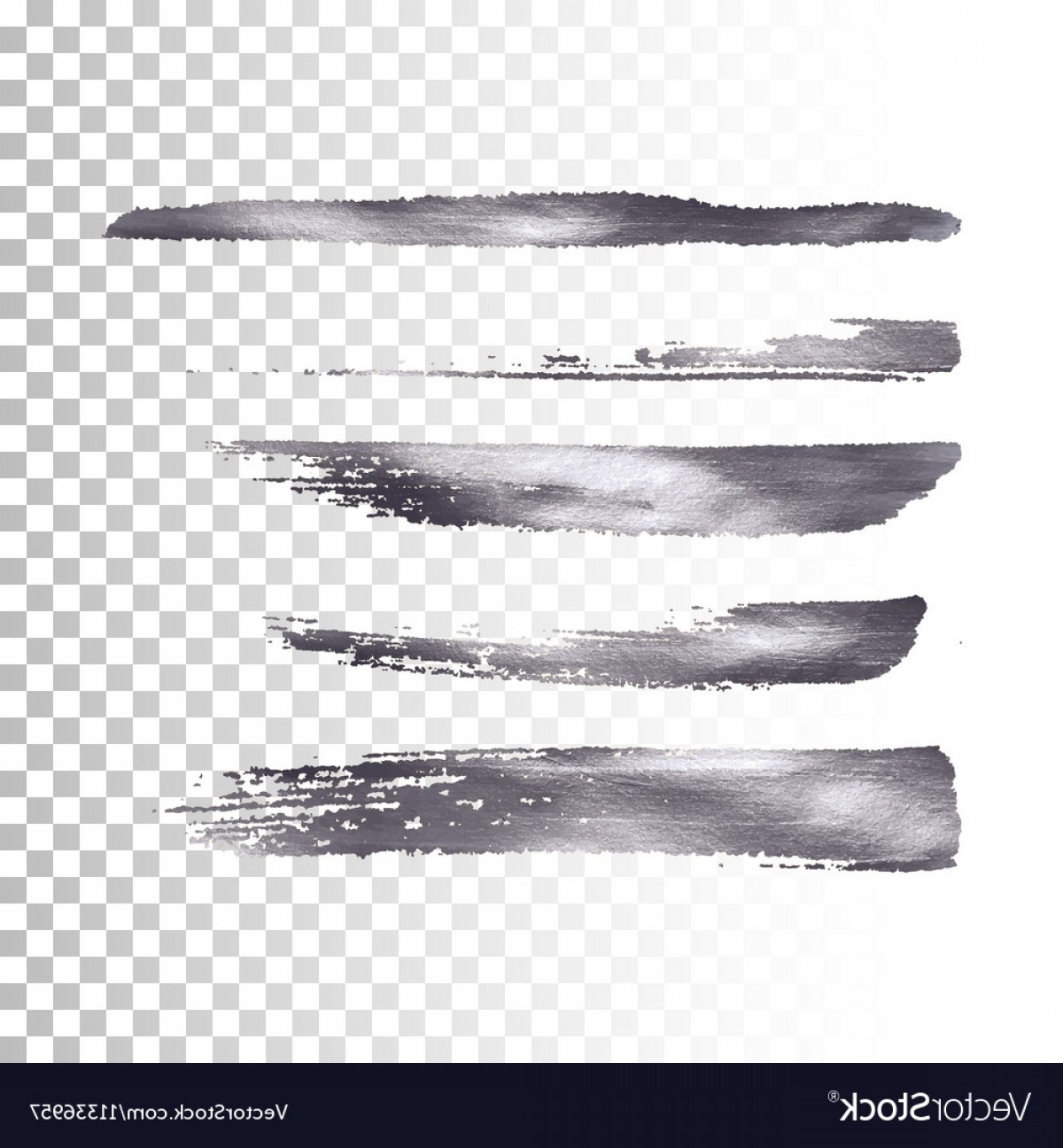 1200x1296 Silver Metallic Paint Brush Stroke Set Vector Catchsplace