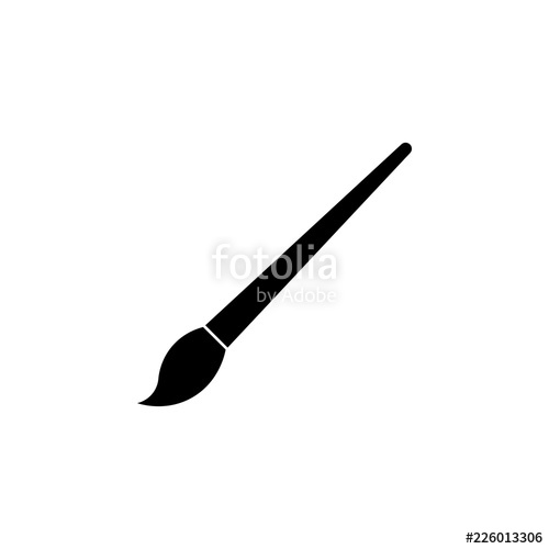 500x500 Paint Brush Vector Icon, Art Symbol Simple Illustration, Flat