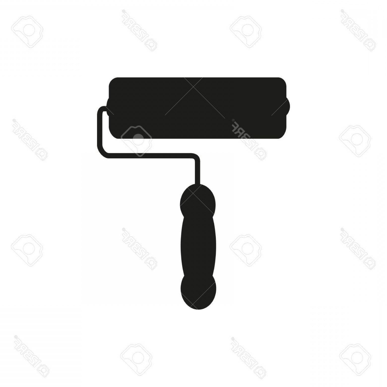 1560x1560 Photostock Vector Isolated Single Simple Black Paint Roller Brush