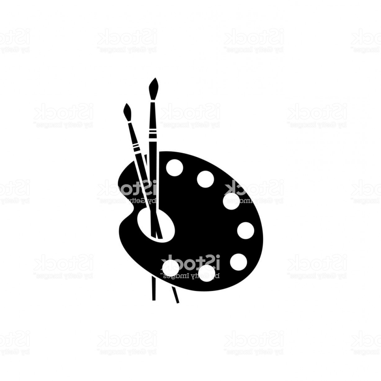 1228x1228 Plastic Palette For Artists Palette And Paintbrush Vector Icon Gm