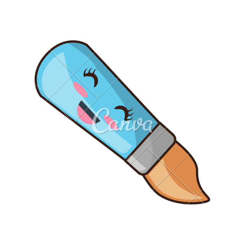 800x800 Cute Paint Brush Cartoon Vector Icon Illustration