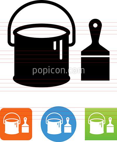 Vector Paint Bucket With Paint Brush Icon 400x484 Vector Paint Bucket With Paint Brush Icon