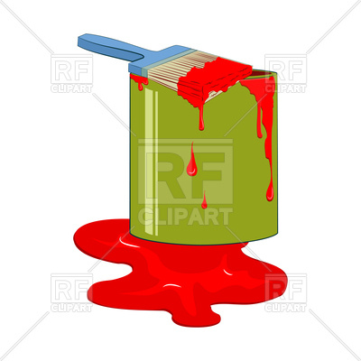 400x400 Bucket Red Paint With Dripping Paint Brush Vector Image Of Signs