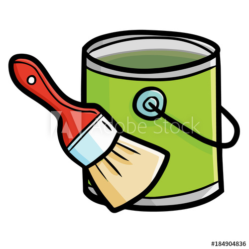 500x500 Funny And Cute Paint Brush And Green Wall Paint Can
