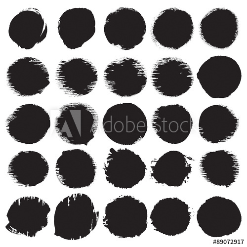 500x500 Grunge Paint Circle Vector Element Set Brush Smear Stain Texture