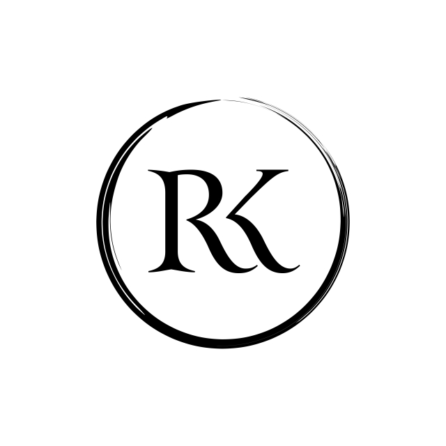 640x640 Initial Letter Rk Logo Design Black Paint Brush Logo