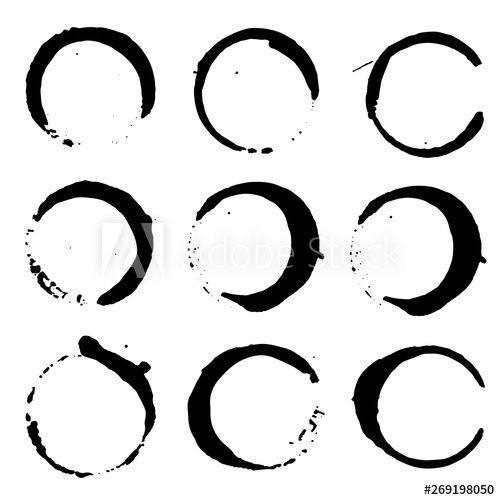 500x500 Set Of Wine Or Coffee Stains Set Of Black Ink Splashes And Drops