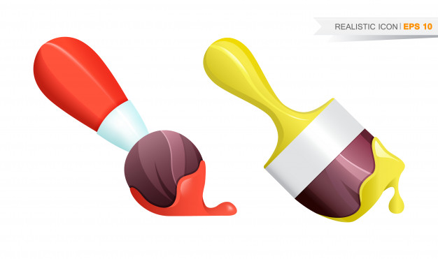626x371 Paint Brush Realistic Icons Set With Drop Vector Free Download