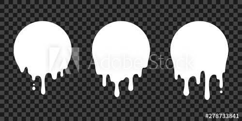 500x250 Paint Drip Stickers, Circle White Melt Drop Vector Icons Vector