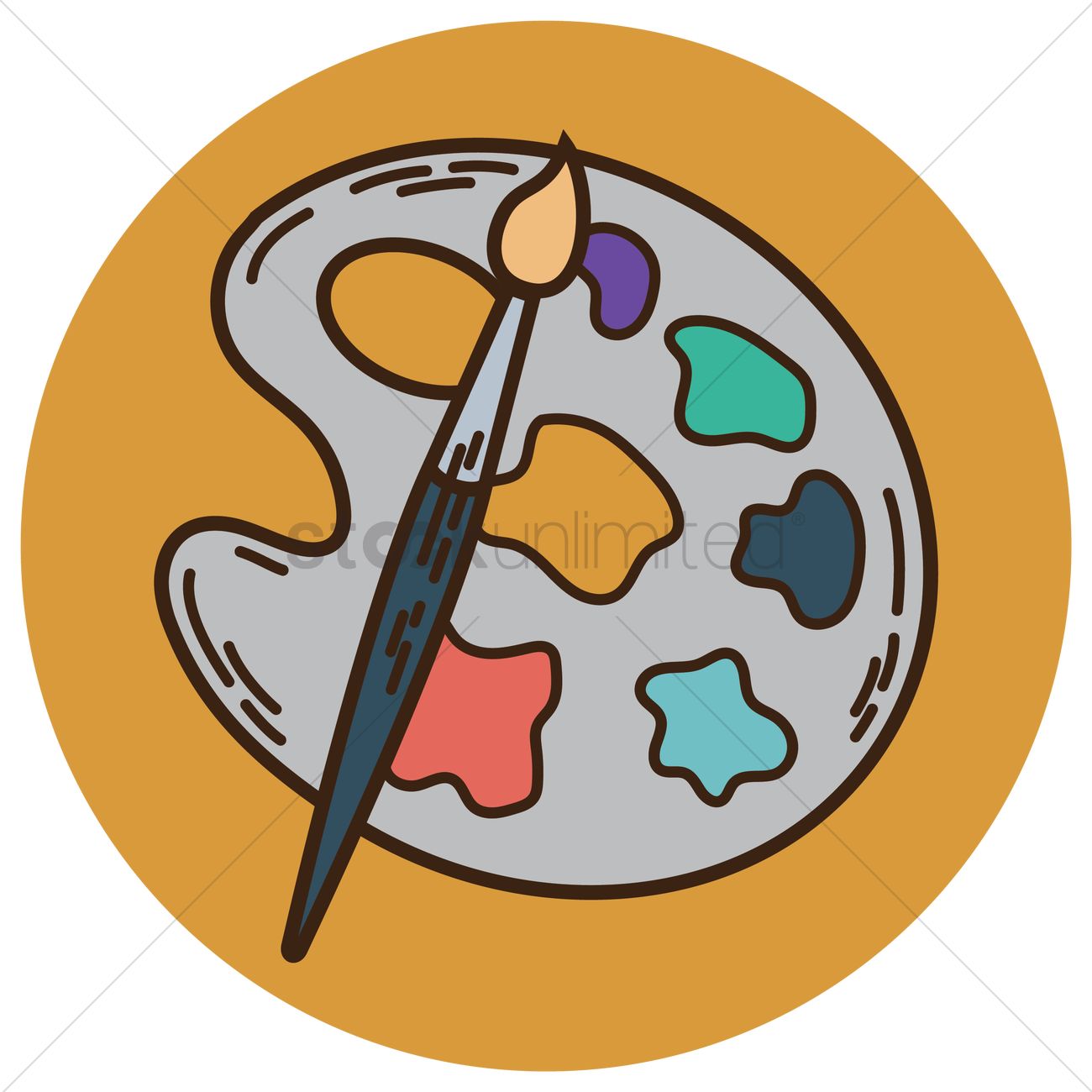 1300x1300 Paint Brush With Palette Vector Image
