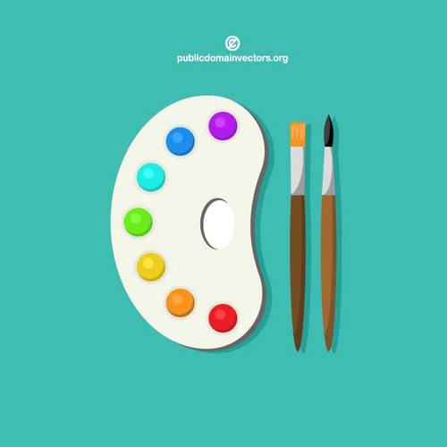 500x500 Paint Brushes And Paint Palette Vector