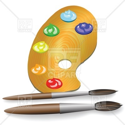 400x400 Paintbrush And Artist's Paint Palette Vector Image Of Objects