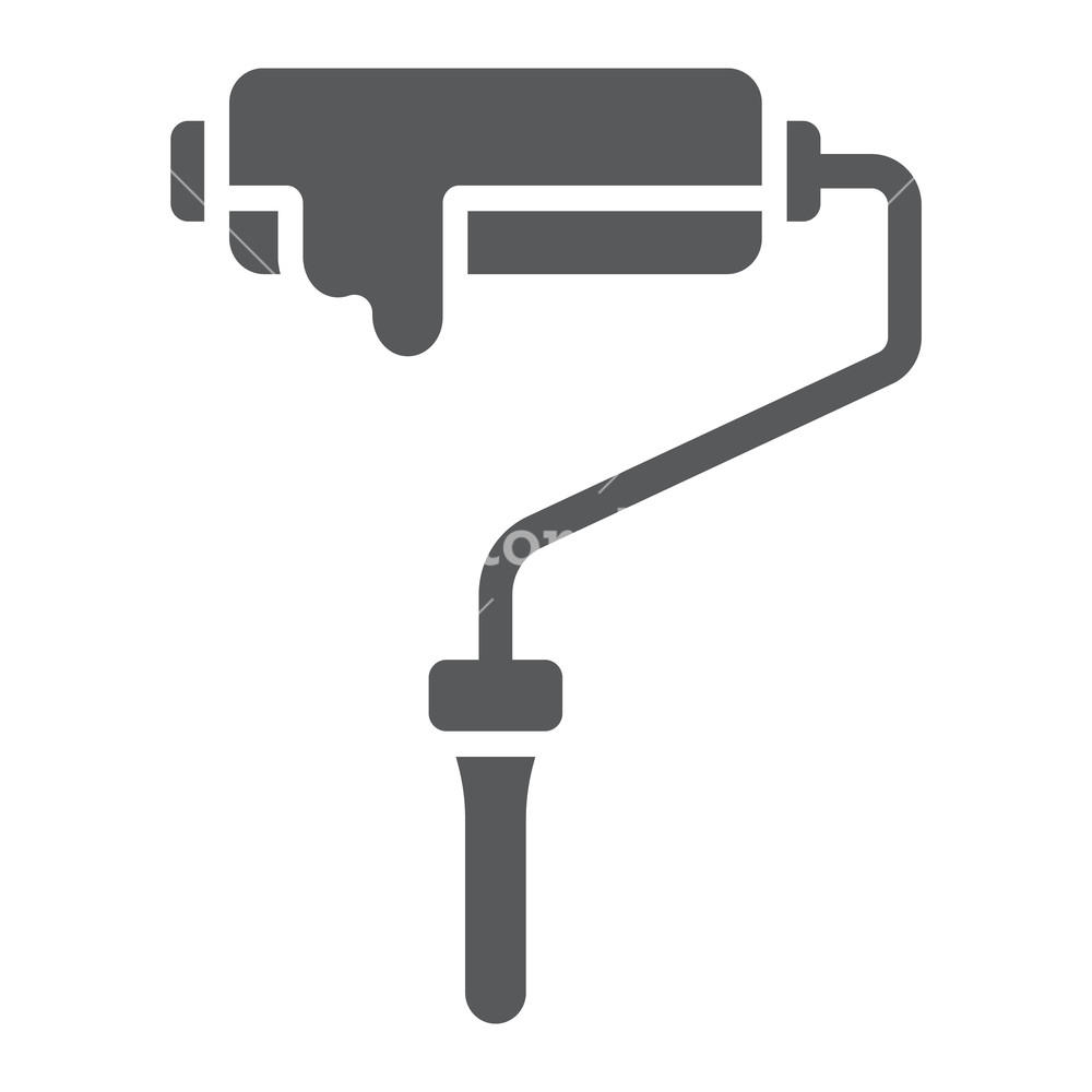 1000x1000 Paint Roller Glyph Icon, Tool And Roll, Painter Sign, Vector