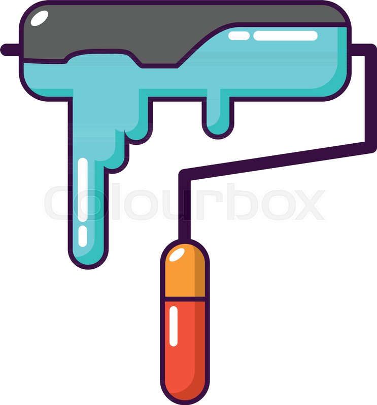 743x800 Paint Roller Icon Cartoon Stock Vector Colourbox