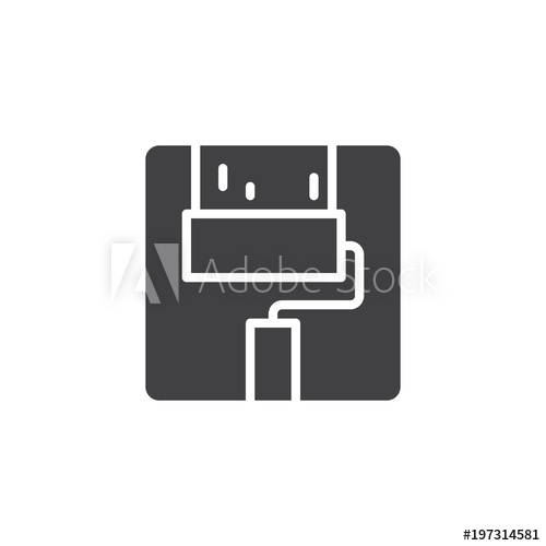 500x500 Paint Roller Vector Icon Filled Flat Sign For Mobile Concept