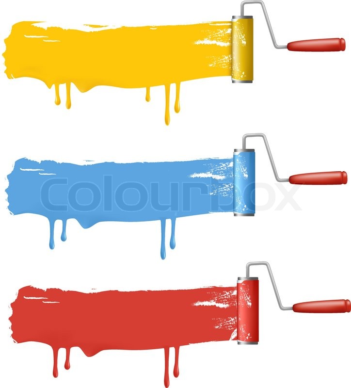 724x800 Set Of Colorful Paint Roller Brushes Stock Vector Colourbox