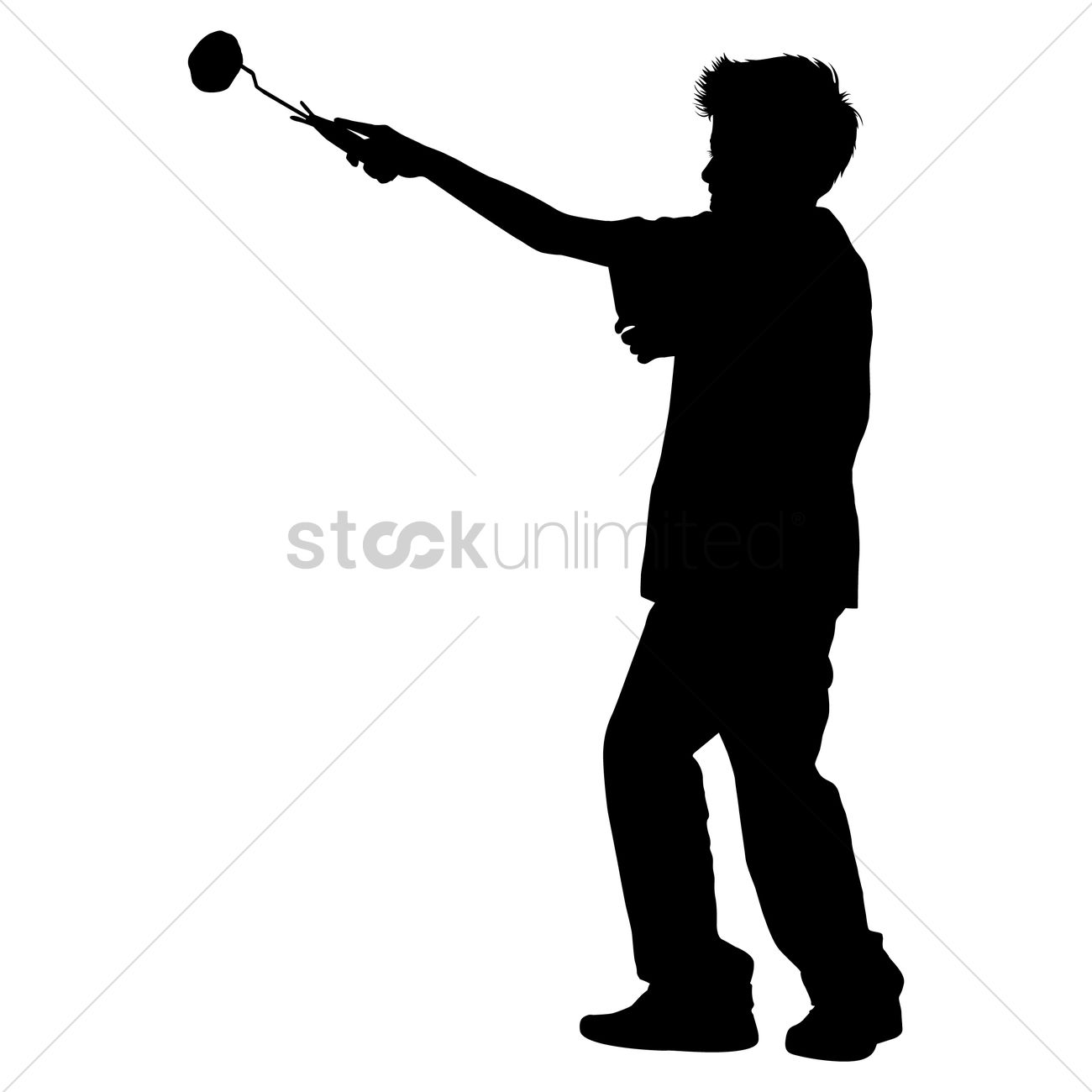 1300x1300 Silhouette Of A Boy With Paint Roller Vector Image