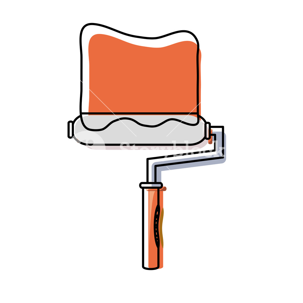 1000x1000 Colorful Paint Roller Over White Background Vector Illustration