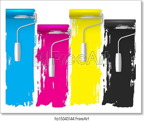 560x470 Free Art Print Of Cmyk Concept Of A Paint Roller Vector Background