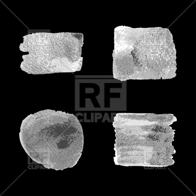 400x400 Silver Paint Smear Stroke Stain Set On Black Background Vector