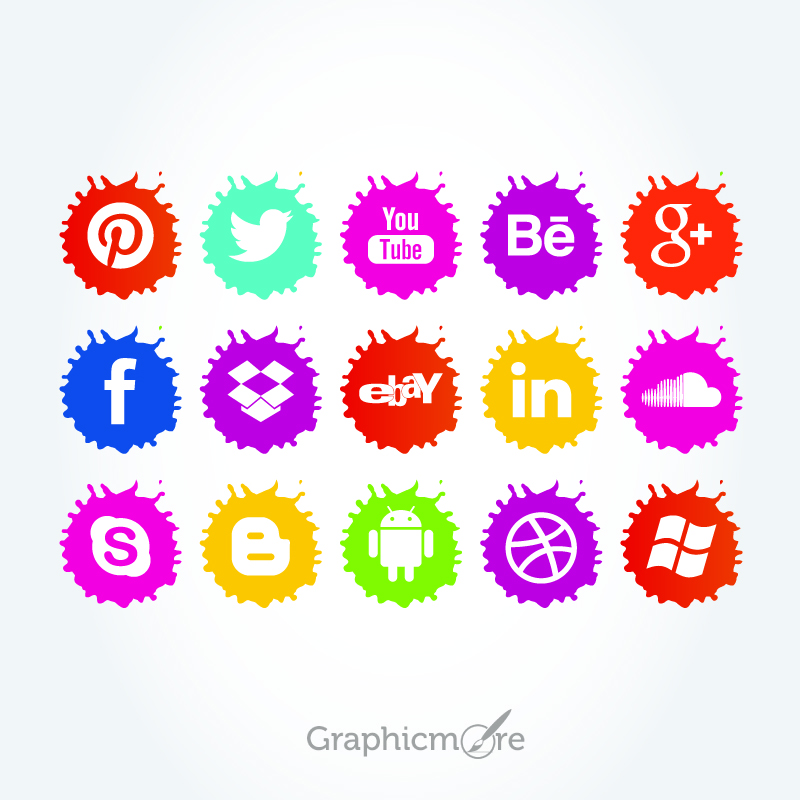 800x800 Social Media Paint Splatter Icons Set Free Vector Download
