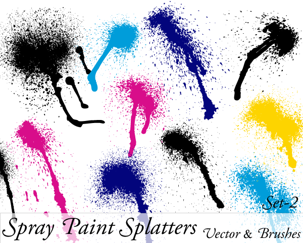 600x482 Spray Paint Splatter Vector Illustration Set Vector