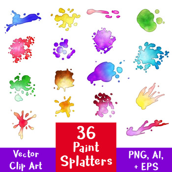 350x350 Paint Splatters Watercolor Splotches, Smears, Drips, Drops