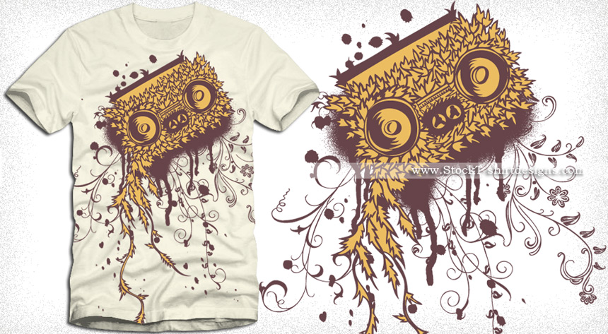 860x473 Cassette Tape Vector T Shirt Design With Spray Paint And Floral