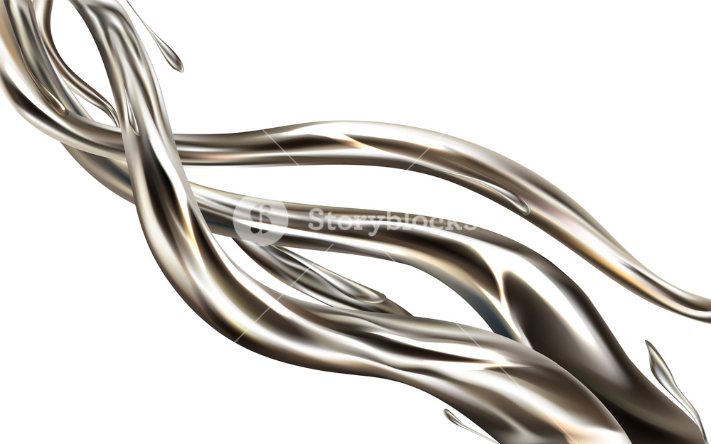 1000x625 Liquid Metal Jet Realistic Vector Design Element Isolated