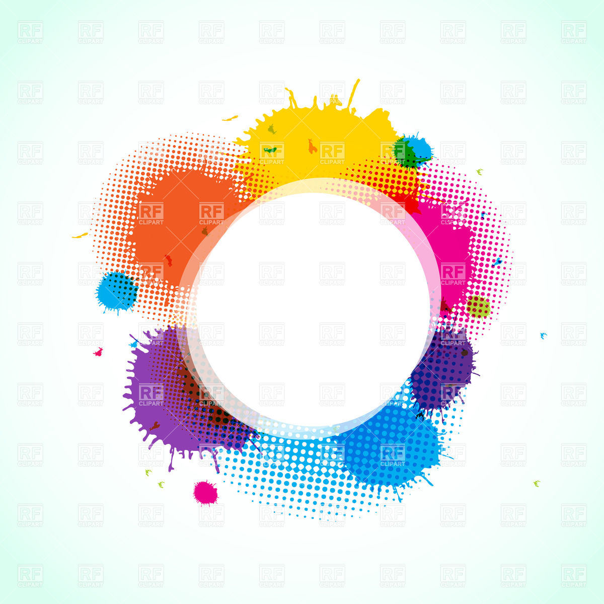 1200x1200 Abstract Round Frame With Paint Stains Vector Clip Art Borders