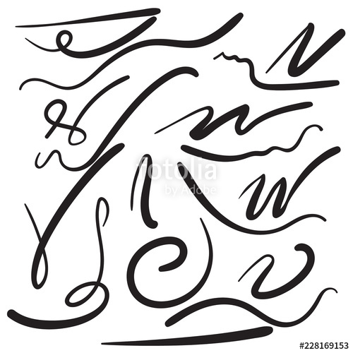 500x500 Vector Set Of Hand Drawn Underline Felt Tip Brush Line Swoosh