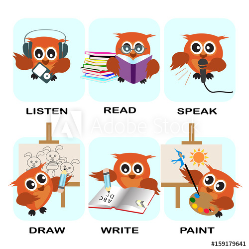 500x500 Verb Word Vector Background For Preschool Verb Set Listen Read