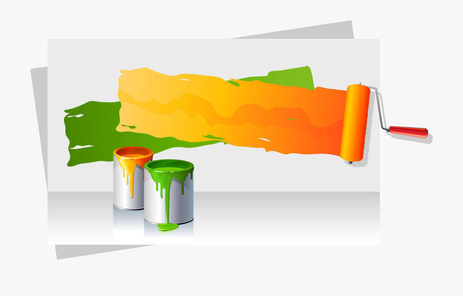 920x588 Color Bucket Paint Vector Painting Roller Clipart