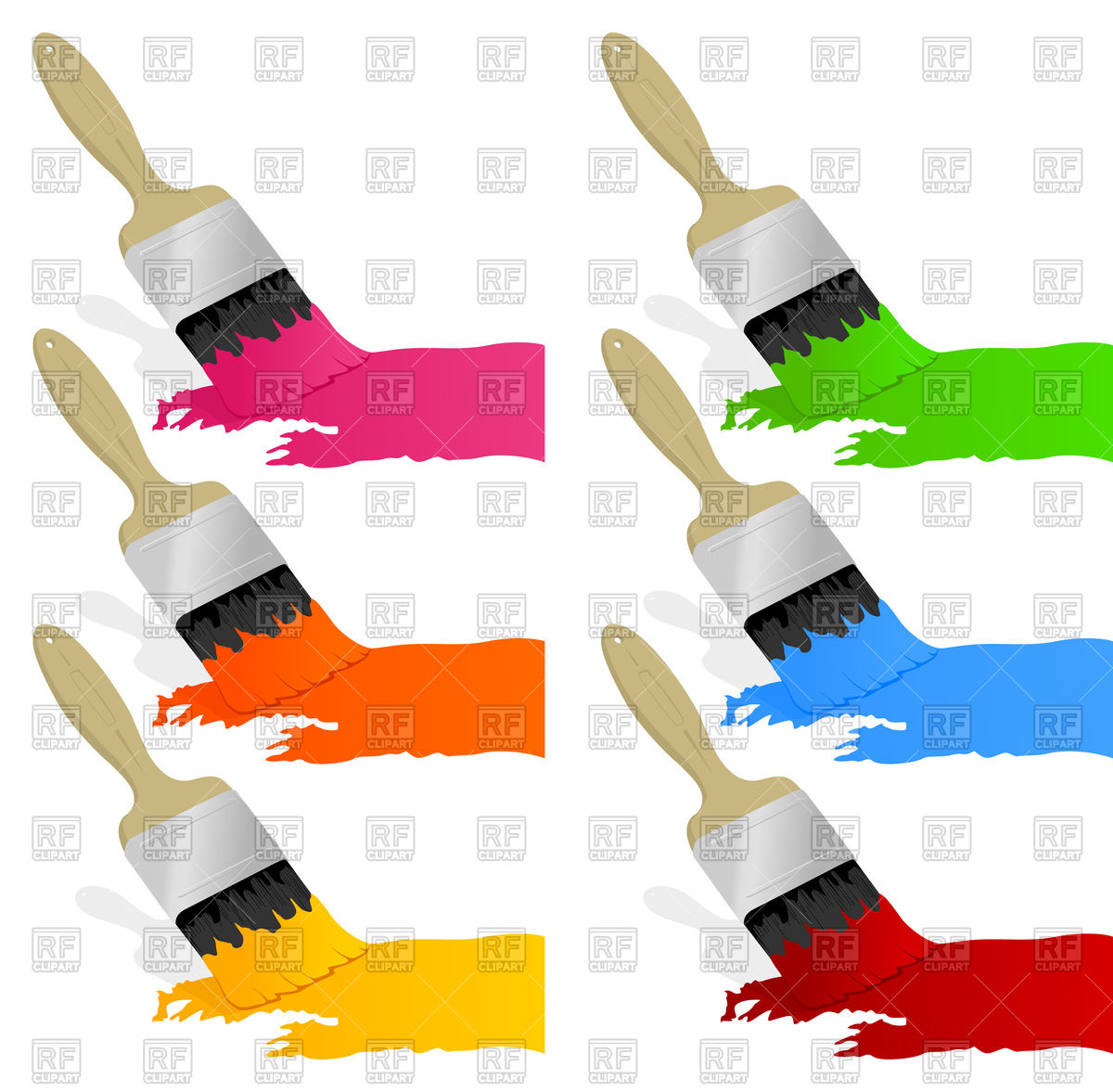 1200x1177 Set Of Brushes With Paint Vector Image Of Objects