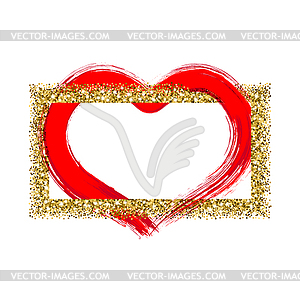 300x300 Valentines Day Frame With Ink Brush Painted Heart